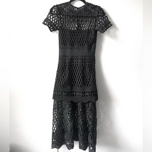 Self-portrait tiered lace midi dress